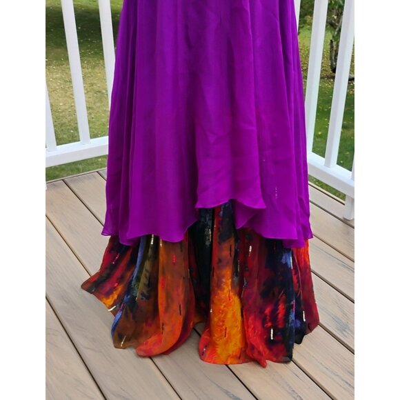 NAZILA COUTURE  size M Sequin Adorned One Shoulder Silk Chiffon Maxi Gown NWT - Picture 10 of 12